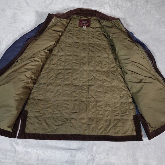 Hickey Freeman Quilted Corduroy Collar Chore Coat Jacket Mens L Preppy Blue - Picture 5 of 14